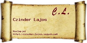 Czinder Lajos névjegykártya